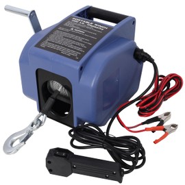 Benicabaly Powerful 12V Reversible Electric Winch for Boats and Trailers, Galvanized Wire Rope, Wireless Remote Control, Blue