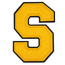 1 PCS 4.2" Yellow Chenille Letter Patches, Iron on Patches for Hats Clothes Bags Backpacks Jeans, Initial Patches Large Varsity Letter. (Letter S)