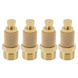 sourcingmap Top Adjustable Pneumatic Air Exhaust Silencer Muffler Copper 1/4 BSPT Gold Tone 4pcs