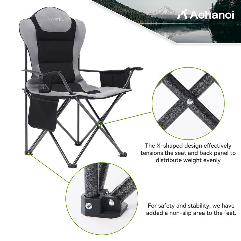 Aohanoi Camping Chairs for Heavy People, Folding Chairs for Outside
