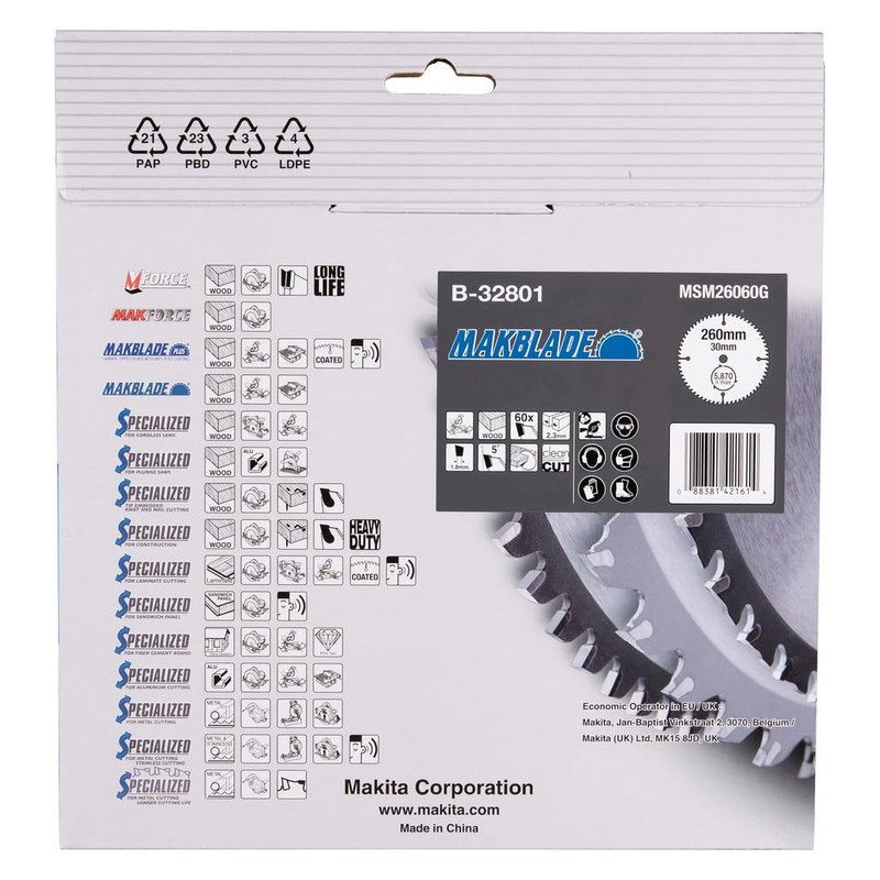 Makita Makblade SAEGE Blade 260 x 30 mm 60 oz,