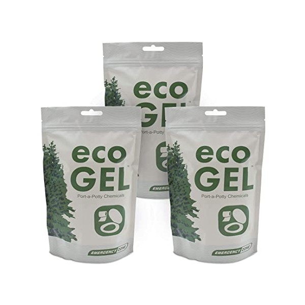 Emergency Zone Eco Gel Port-a-Potty Chemicals - Liquid Waste Gelling and Deodorizing Powder - 3 Pack