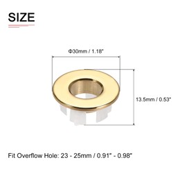 DTGN 30x13.5mm(DxT) Sink Overflow Cover - Good for Bathroom Kitchen Sink - Copper Basin Trim Insert in Hole Round Caps - Gold Tone