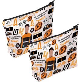 2PcsRacing Fans Cosmetic Bag,Formula 1 Makeup Bag, mclaren f1 Merchandise Birthday Gifts for Women Mom, Zipper Pouch Bag Racing f1 Gifts,f1 Merchandise