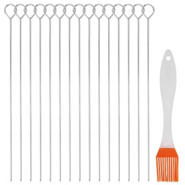 22pcs 30cm Kebab Skewers Stainless Steel,Metal Skewers, Metal BBQ Kebab Grill Skewers Sticks Reusable Metal Chicken Barbecue Skewer for Fruit Meat BBQ Kabob
