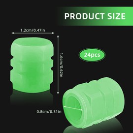 24 PCS Dust Caps for Car Tyres, Esteopt Fluorescent Car Tire Valve Caps, Universal Valve Caps Fashion Luminous Tyre Caps for General Cars SUV Motorbike Trucks Bicycle Decoration (Green)