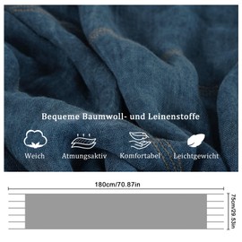 DAMILY 190 x 90 cm Men's Scarf Cotton Mixed Scarf Retro Autumn Winter Fashion Long Neckerchief Men's Scarf, navy