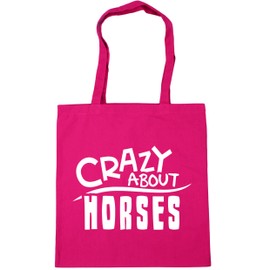 Hippowarehouse Crazy About Horses Tote Shopping Gym Beach Bag 42cm x38cm, 10 litres