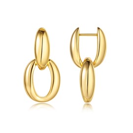 18K Gold Plated Paperclip Earrings For Women Trendy Chain Link Earrings Gold Statement Square Hoop Earring Rectangle Drop Dangle Earring Jewelry Gifts For Wedding