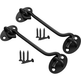 TOPYWMSP Hook and Eye Latch,8 Inch Cabin Hook Stainless Steel Door Lock Hook 2-Pack 200mm Black Door Latch for Internal Door Hooks to Keep Door Open,Door Catch for Outdoor Garden Gate Latch Use