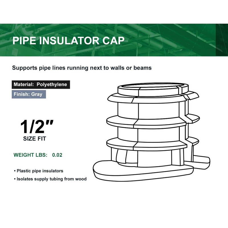 Highcraft PXINS012-10 1/2 in. PEX Insulator Cap, Isolates Pipe from