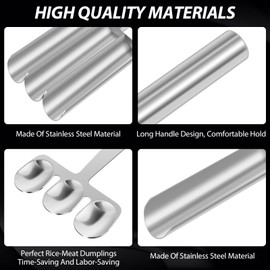 Meatball Maker Triple Meat Baller Scoop with Cutting Spade Stainless Steel Meatball Machine Manual with Long Handle Multifunctional Meatball Maker for Kitchen Fish Balls Meat Filled Dumplings 24x11cm