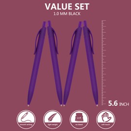 deegtran Pens Bulk, 200 Pack No Bleed Purple Barrel Click Pens, Wholesale Retractable Ballpoint Pens, Pens Medium Point, Smooth Ink Pens, 1.0MM Black Ink