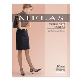 Melas Women's 12 Denier Soft Sheen Crystal Sheer Control Top Pantyhose Nude Medium Plus