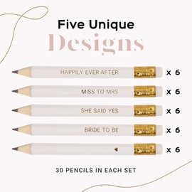 MARKT Bridal Shower Pencils for Bridal Shower Games & Wedding Shower Favors and Games, White Mini Pencils, Bridal Shower Decorations