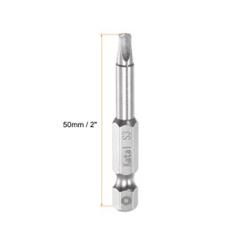 sourcing map 5pcs S3 Square Screwdriver Bit 1/4" Hex Shank 2" Length Magnetic Screw Driver Power Tool