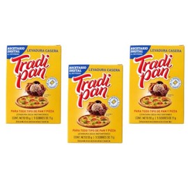 Tradi Pan Levadura Seca Instantánea para todo tipo de Pan y Pizza, 3 Cajas con 5 Sobres de 11g c/u - 165g total