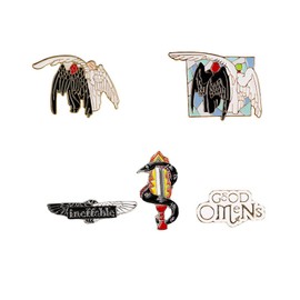 MayDee Good Omens Metal Badge Accessories for Clothing, Pack of 5 Good Omens Fanfiction Badge, Angel and Demons Broches, Gift Decoration