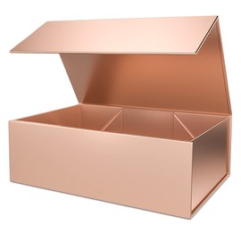 Gift Box 12" x 6" x 4" with Magnetic Closure Lid Gift Box for Presents,Bridesmaid Gifts Box,Cute Box,Birthday Gift box,Luxury for Gift Packaging, Magnetic Gift Box for Wrapping Gifts (Rose Gold)