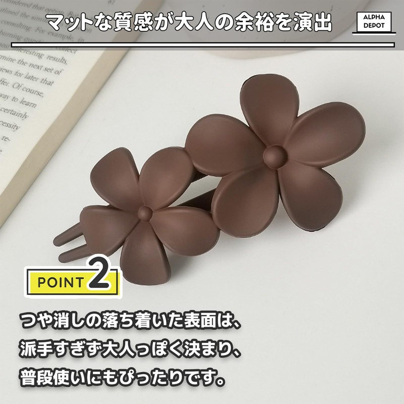 Alpha Depot Flower Shape Hair Clips, Set of 3, Korean