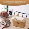 MUSONG Country Rustic Seagrass Tissue Box Cover, Rectangular, Caramel