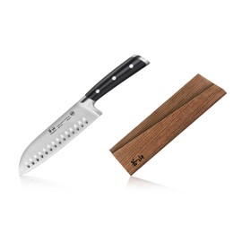 Cangshan TS Series 1020687 Swedish 14C28N Steel Forged 7-Inch Santoku Knife and Wood Sheath Set