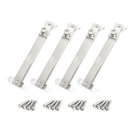 I-EASYDWW Casement Window Hinges, Stays, Stopper, Brace, Lock - Flat Fixed Base, Sprayed Silver Style, 04 Model, 6 Fixed Slots, 2 Pair