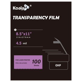 Koala Laser Transparency Film, 100 Packs Color Transparent Paper for OHP, Clear Overhead Projector Film 8.5x11 inches for Laser Jet Printer and Copier, Double-sided Printing Photo Transparent Film