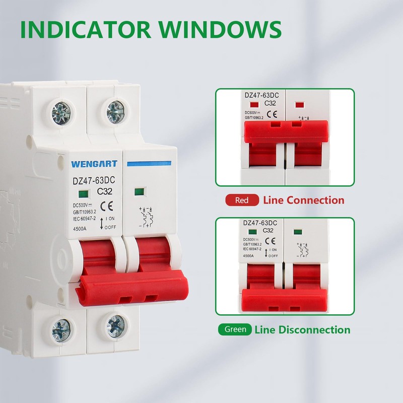 Wengart DC circuit breaker DZ47-63Z, DC500V 32A 2-pin, DIN rail