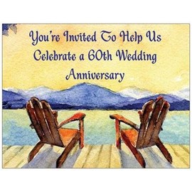 60th Wedding Anniversary Invitations -Adirondack Chairs - 50/pk