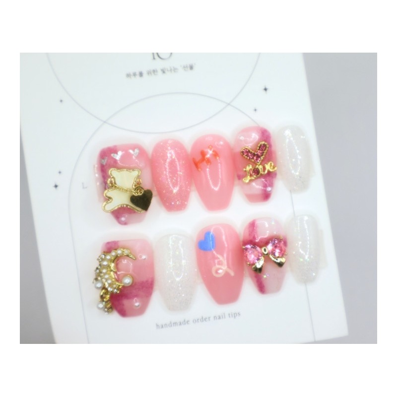 Handmade nail tips - Roly Poly - Short Almond /