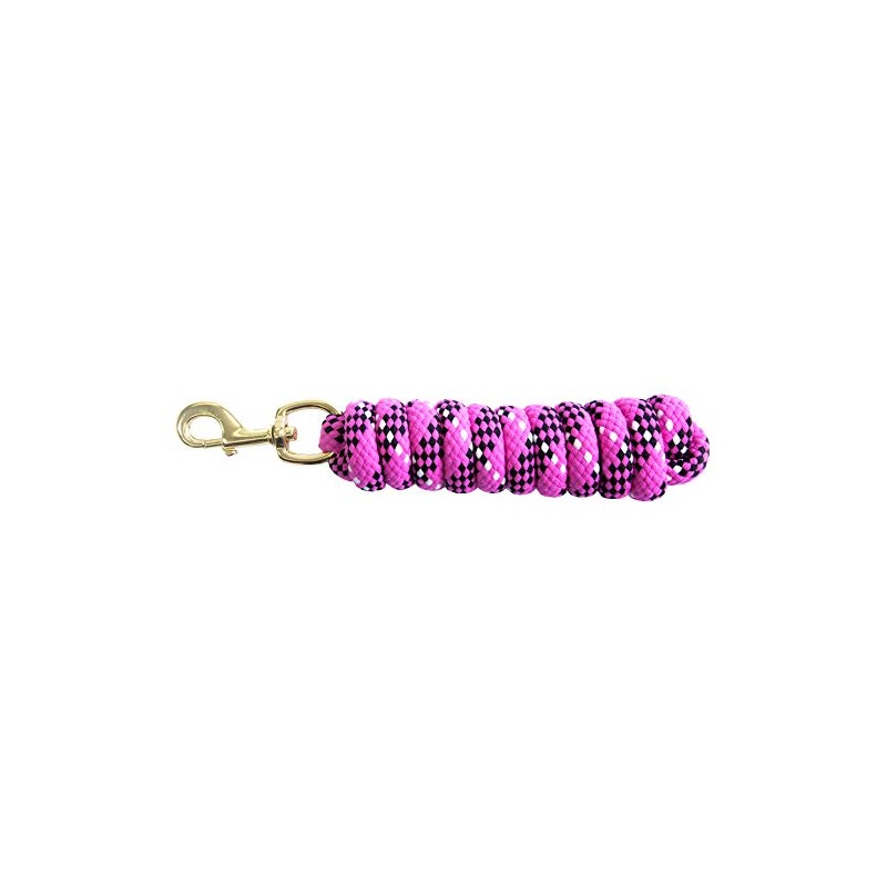 KM Elite 7ft Cotton Double Braided Lead Rope: black/white/raspberry