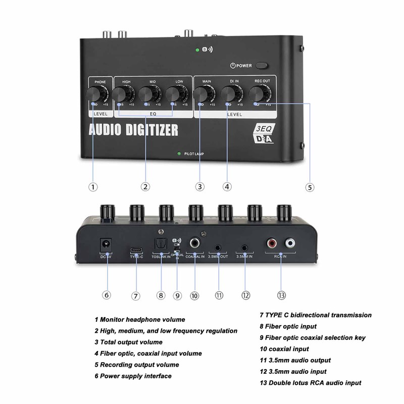 Digital to Analog Audio Converter Bluetooth Optical Coaxial to RCA