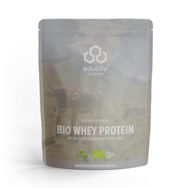edubily nutrition® Whey Protein Konzentrat - Sehr gut lösliches Protein Pulver aus zertifizierter Bio Milch - Ohne Zucker (750 g, Neutral)
