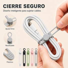 Organizador de Gestión de Cables, Organizador de Cables de Datos Reutilizable, Bridas de Silicona, Organizador de Cables Elásticos Multiusos para Sujetar y Agrupar Cables (18)
