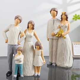 Family Figurines Decor Family of 4 Figurines,Resin Family Figurine Sculpture,Figure Statue,Memorial Gift for Parents,Suitable for Ornament Sculpture for Home Decor Bedroom Living Room Tabletop