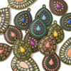 DanLingJewelry 18Pcs 9 Styles Enamel Boho Tear Drop Charms Tibetan
