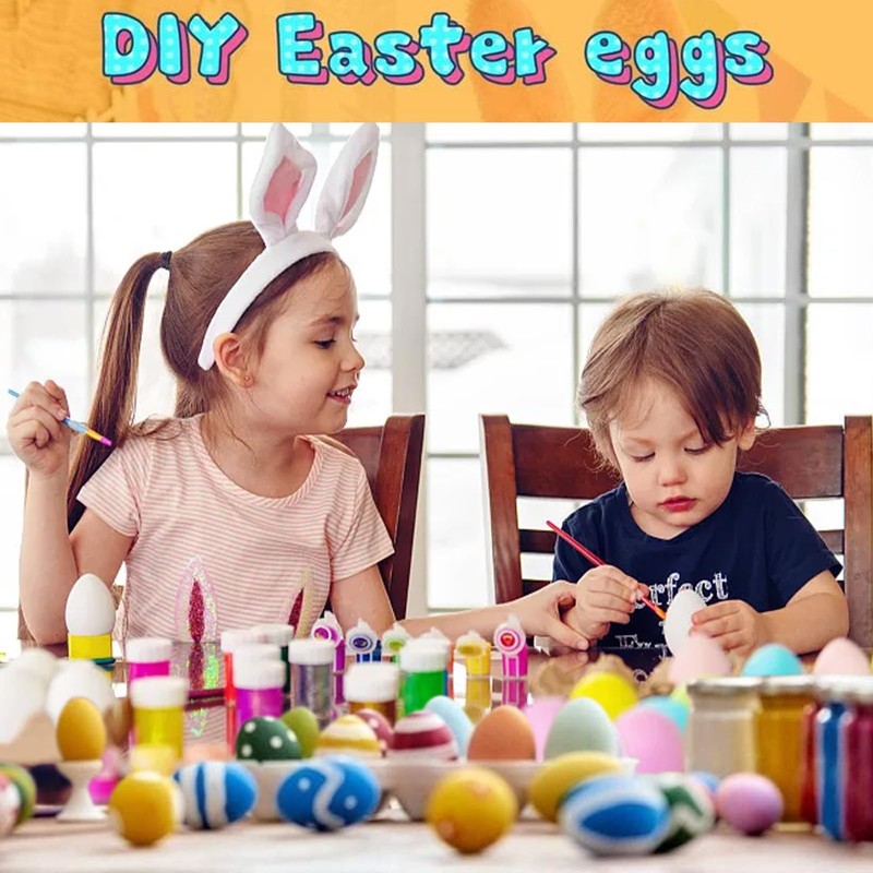 LETSHOLD Pack of 25 Easter Eggs Plastic White 6 cm,