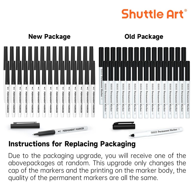 Shuttle Art Permanent Marker, 30 Pack Ultra Fine Point Black