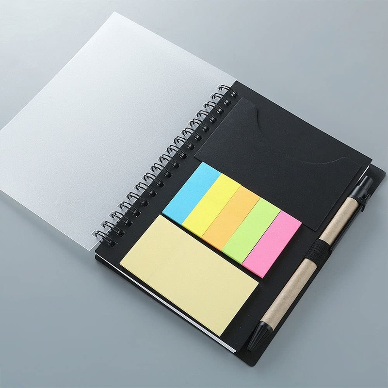 SEIWEI Spiral Notebook with Pen and Sticky Notes Double Loop