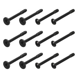 MECCANIXITY 100 Pcs Computer Case Fan Screws, 1.18"L Black Carbon Steel, Flat + Round Nail Head, Reducing Vibration, Suitable for Radiator & Fan Installation