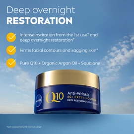 NIVEA Q10 Anti-Wrinkle 60+ Extra Nourishing Night Cream (50ml), Nourishing Night Cream Reduces Deeps Wrinkles, Intensely Hydrating and Restoring Overnight Anti-Wrinkle Moisturiser