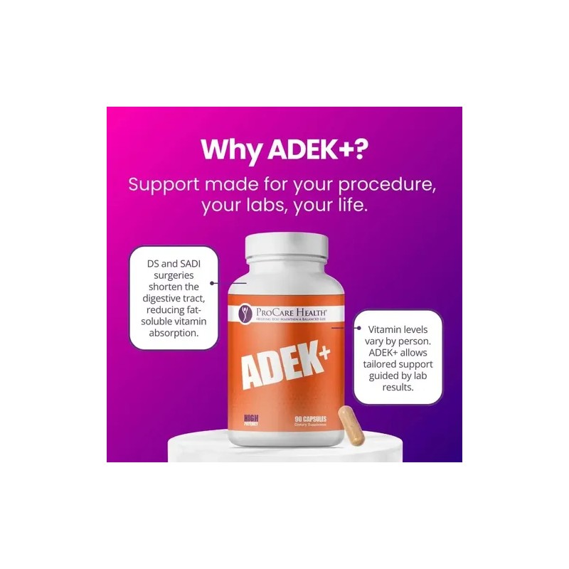 Suplemento Multivitamínico Bariátrico Procare Health ADEK Plus en Cápsulas, 90
