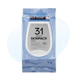 VT COSMETICS Smooth Skin Pack (100 Sheets), Toner Pads with Retinol, Cooling & Hydrating, Gently Exfoliating, Skin Tightening, Quick Makeup Prep, Korean Skincare (7.40 oz.)