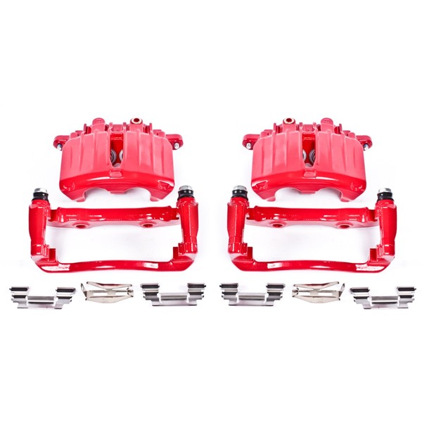 Power Stop Rear S4764 Pair of High-Temp Red Powder Coated Calipers