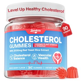 Zetelixia Cholesterol lowering Supplements Gummies, Cholesterol Gummies with Plant Sterols & Stanols, Red Yeast Rice, Lower Cholesterol Naturally – Vegan, Non-GMO, Mixed Berry Flavor, 90Ct