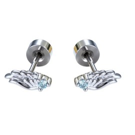 Niaspi 16G Angel Wing Stud Earrings with Blue Rhinestone Screw Back Tragus Helix Cartilage Stud Earrings for Women Piercing Ear Jewelry