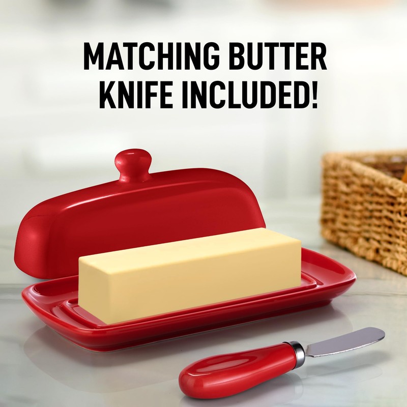 Zulay Butter Dish With Lid For Countertop - Porcelain White,