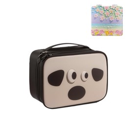 BBMMAYB Fashionable Three-Layer Wallet Makeup Bag - Cute Waterproof Design Makeup Storage Bag, Ideal for Travel and Carrying Personal Care Products, Ladies' Makeup Bag Set (Black/Makeup Mirror)