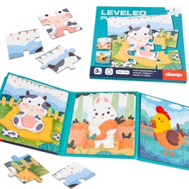 NEBURORA Magnetic Puzzles for Toddlers, Educational Travel Toys Car Plane Activities For Kids, 37 pieces Learning Magnet Puzzles for Road Trip, Kids Birthday Gifts